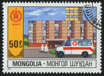 MONGOLIA - CIRCA 1981: stamp printed by Mongolia, shows retro car, circa 1981.